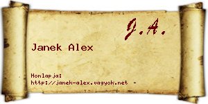 Janek Alex névjegykártya